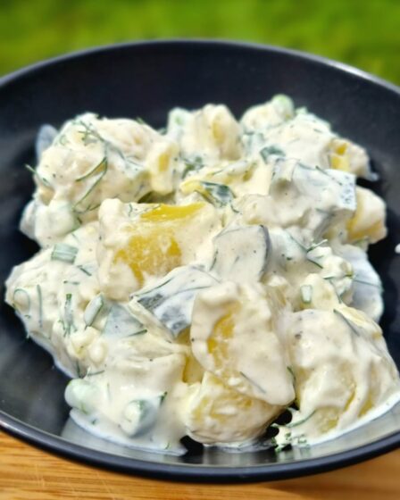 a bowl of potato salad